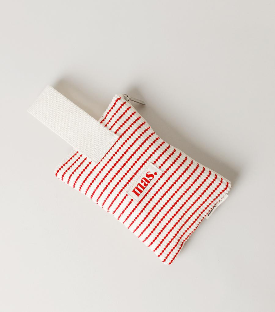 [Masmarulez] Korean Strap Pouch Bag Waffle Stripe Red