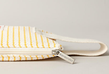 [Masmarulez] Korean Strap Pouch Bag Waffle Stripe Yellow