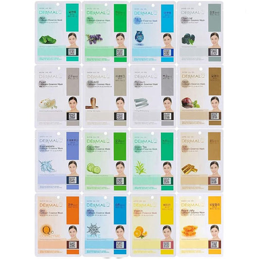 16 Combo Pack A Collagen Essence Korean Face Mask - Hydrating & Soothing Facial Mask