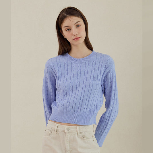 Witty Cable Round Knit (Sky Blue)