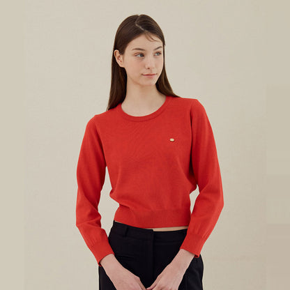 Basic Crew Neck Knit [Red]