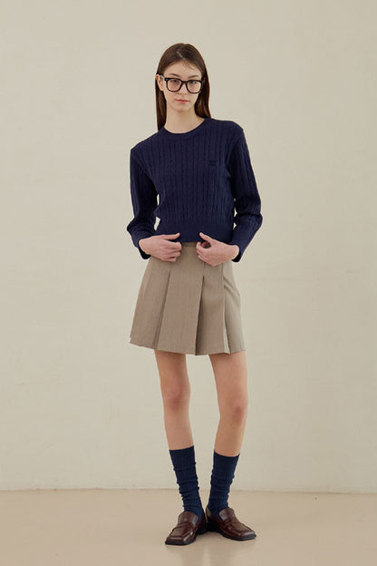 Witty Cable Round Knit (Navy)