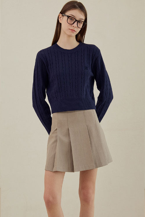 Witty Cable Round Knit (Navy)