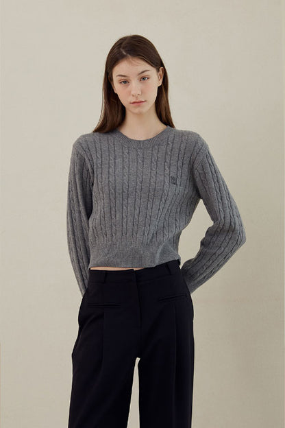 Witty Cable Round Knit (Grey)