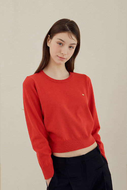 Basic Crew Neck Knit [Red]