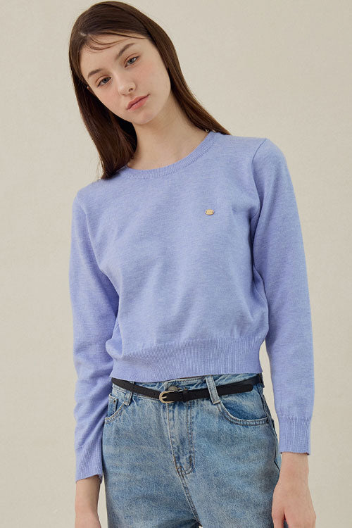 Basic Crew Neck Knit [Sky Blue]