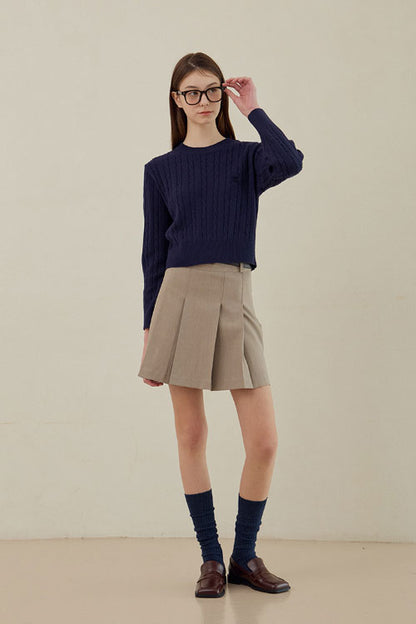 Witty Cable Round Knit (Navy)