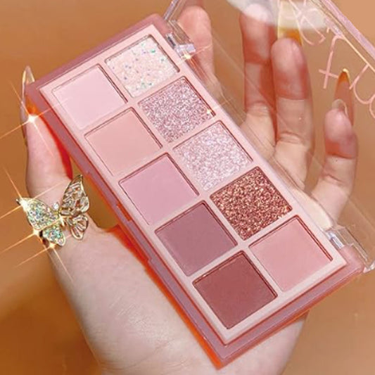 10 Colors Eyeshadow Palette,Matte&Glitter&Shimmer Eyeshadow Makeup,Pink Eye Black Pink Eyeshadow Shades,Naturing-Looking,High Pigment Waterproof Eye Shadow Palette Makeup,03