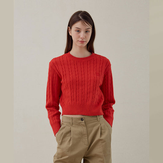 Witty Cable Round Knit (Red)