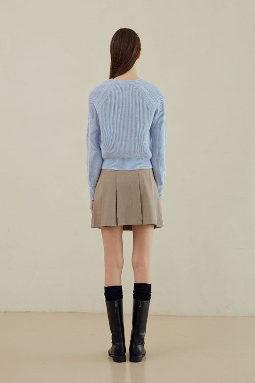 Raglan Slit Hachi Knit [Blue]