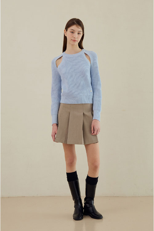 Raglan Slit Hachi Knit [Blue]