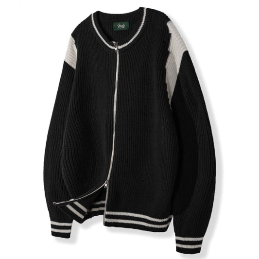 Varcity 2way Zip-up Knit [Black]