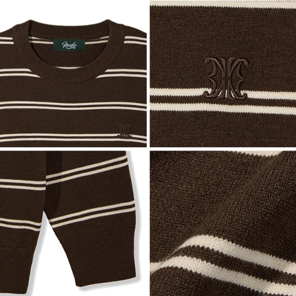 Minimal Signature Stripe Knit [Brown]