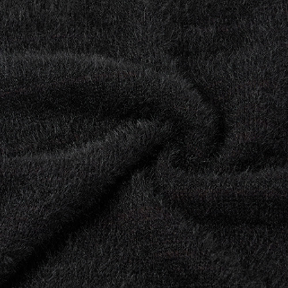 Hairy Half Sleave Knit [Black]