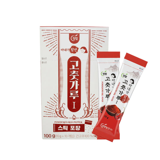 [jungtop] Korean Red Pepper Powder Sticks – 100% Korean Gochugaru, Mild Spice, Vegan, 10g x 10 Easy-Cut Packs – For Stews, BBQ, Marinades & Outdoor Cooking