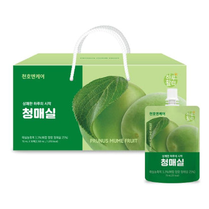 Chunho Ncare Korean Green Plum Juice, 100% Korean Cheongmaesil, with Apple & Aloe, Resealable Pouch, HACCP Certified (70mlx30pouches)