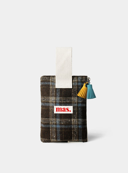 [Masmarulez] Bm Check  Strap pouch _ Brown blue