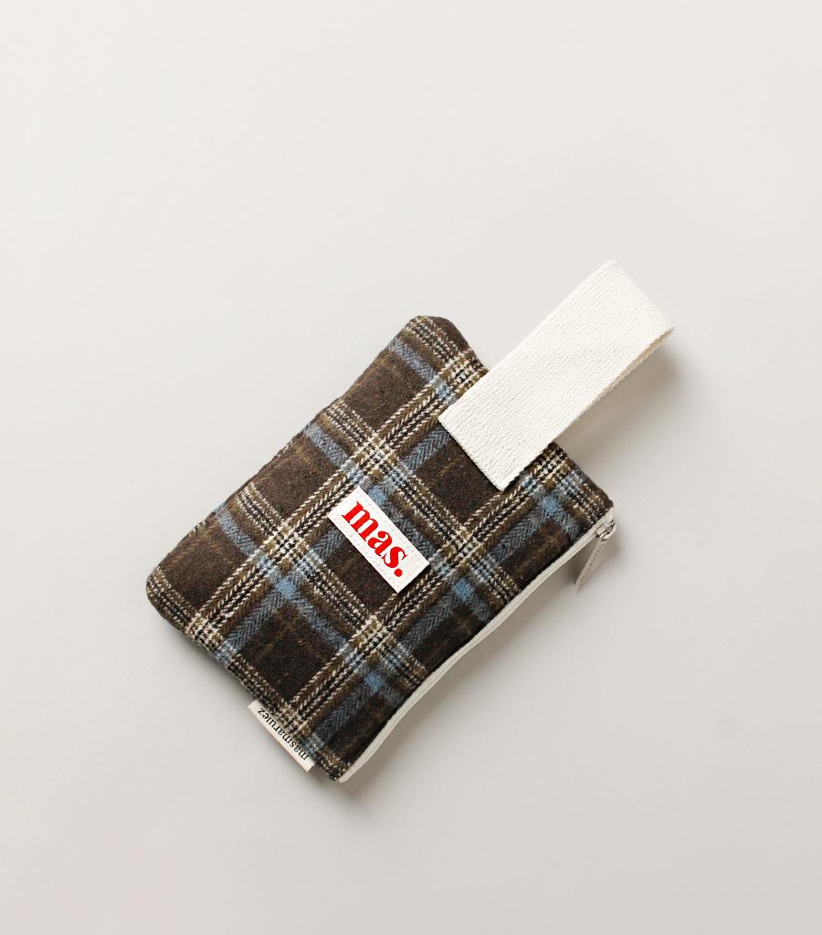 [Masmarulez] Bm Check  Strap pouch _ Brown blue