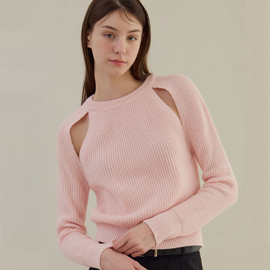 Raglan Slit Hachi Knit [Pink]