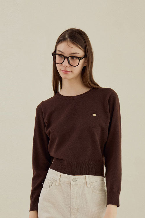 Basic Crew Neck Knit [Brown]