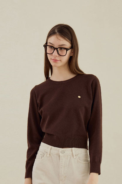 Basic Crew Neck Knit [Brown]