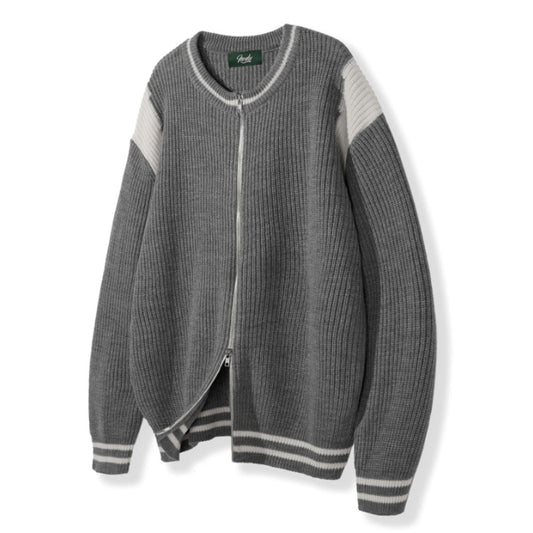 Varcity 2way Zip-up Knit [Gray]