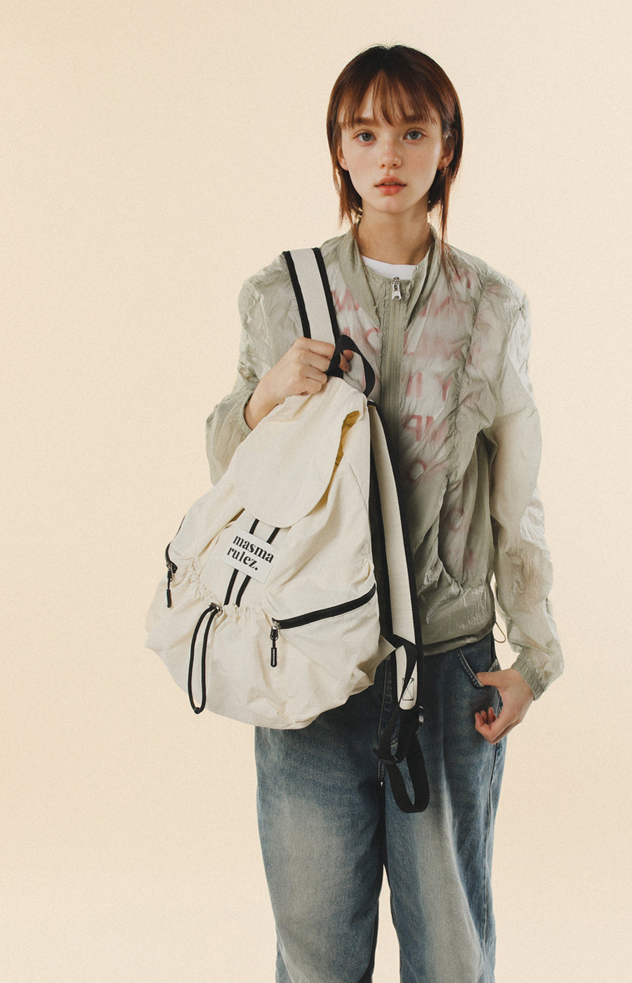 [Masmarulez] String flap backpack _ Ivory