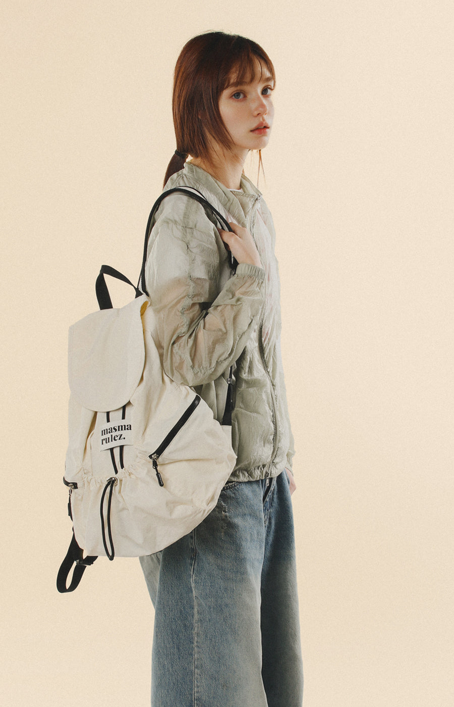 [Masmarulez] String flap backpack _ Ivory