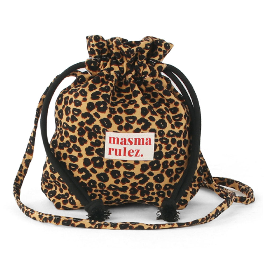 masmarulez 2-Way String Crossbody Pouch – Convertible Korean Mini Bag, Wristlet & Cross Bag, Lightweight Polyester, Stylish & Practical for Travel, Daily Use – Leopard
