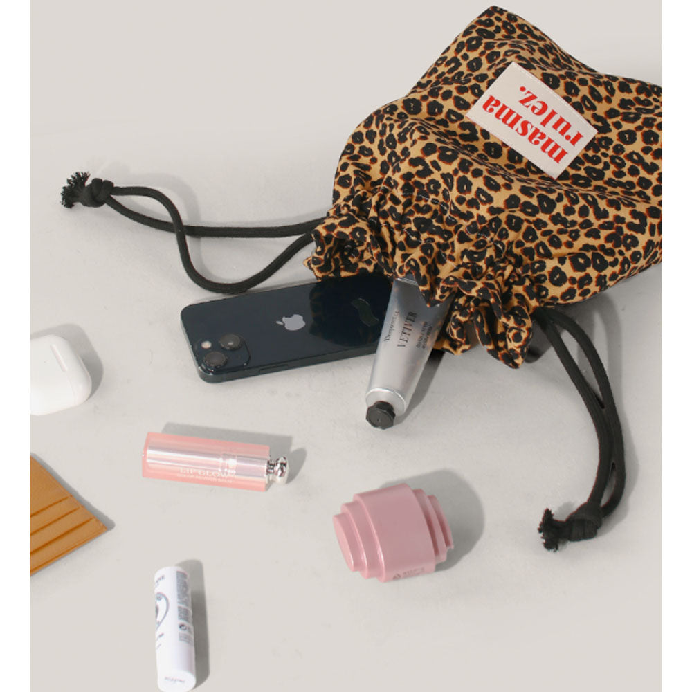 masmarulez 2-Way String Crossbody Pouch – Convertible Korean Mini Bag, Wristlet & Cross Bag, Lightweight Polyester, Stylish & Practical for Travel, Daily Use – Leopard