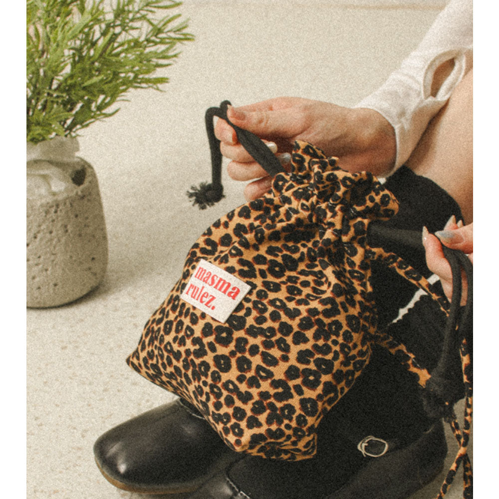 masmarulez 2-Way String Crossbody Pouch – Convertible Korean Mini Bag, Wristlet & Cross Bag, Lightweight Polyester, Stylish & Practical for Travel, Daily Use – Leopard