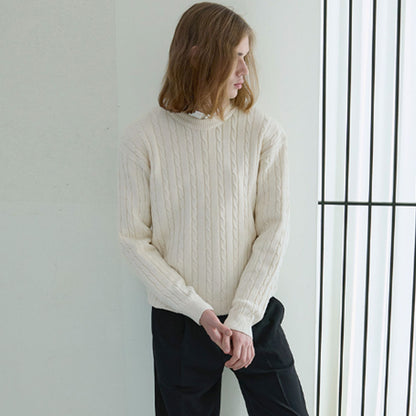 Maple Cable Round Knit [Cream]