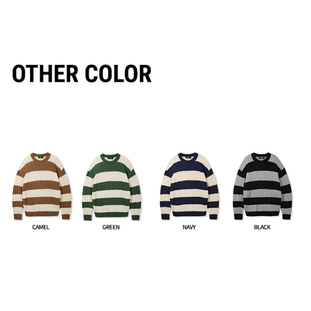 Stripe Cable Round Knit [Black]