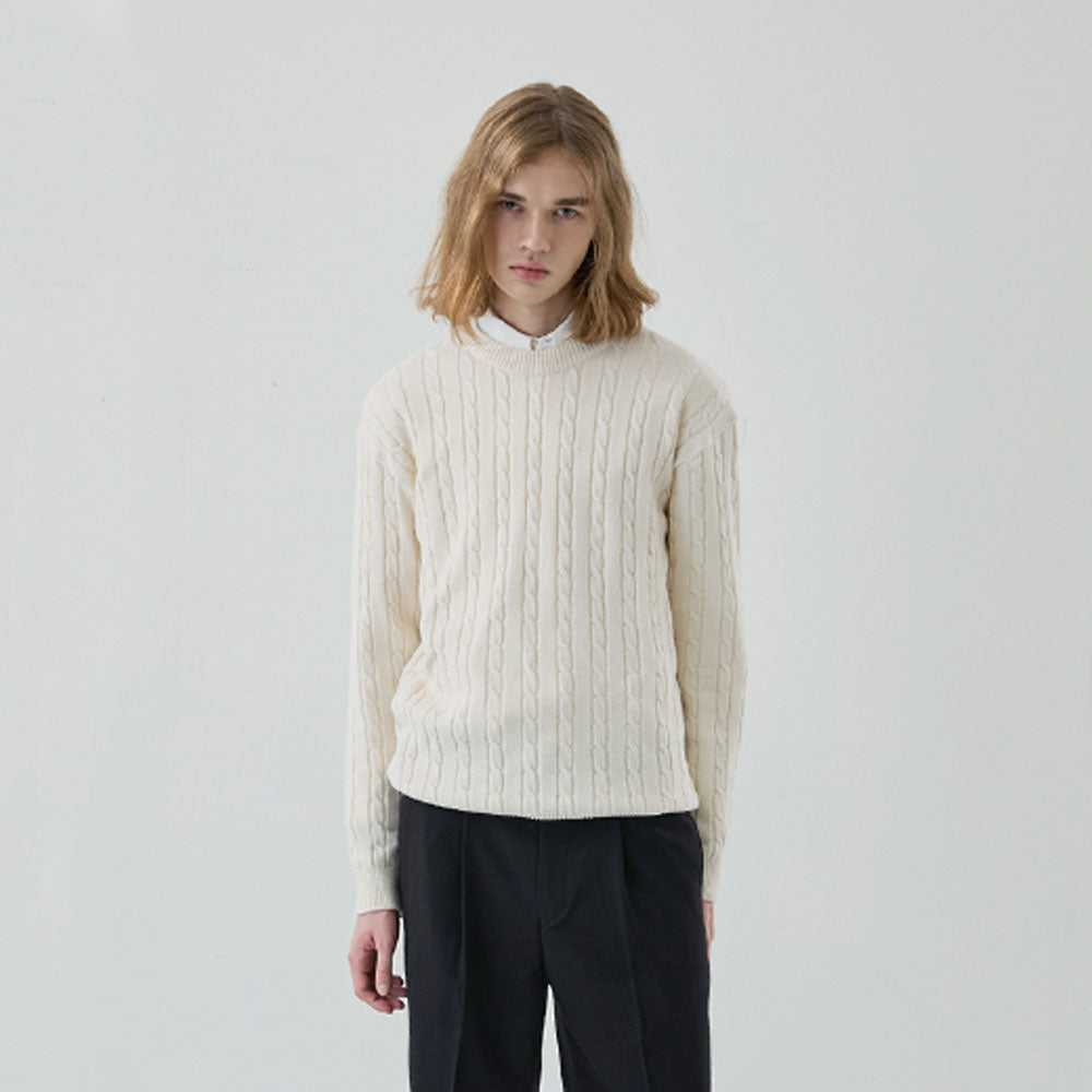 Maple Cable Round Knit [Cream]