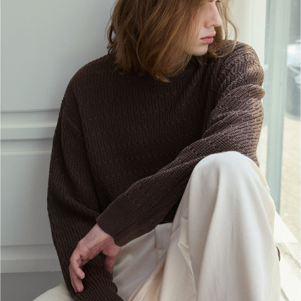 Mini Cable Round Knit [Brown]