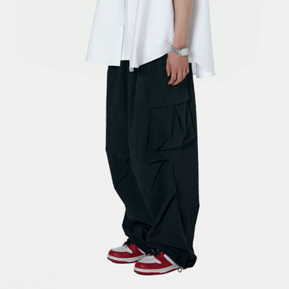 Cargo Tuck String Pants [Black]