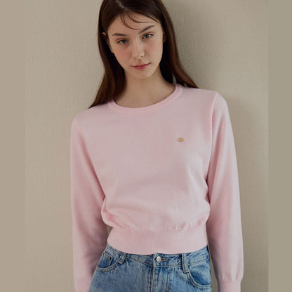 Basic Crew Neck Knit [Pink]