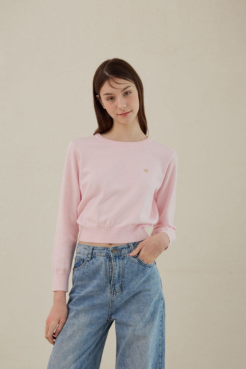 Basic Crew Neck Knit [Pink]