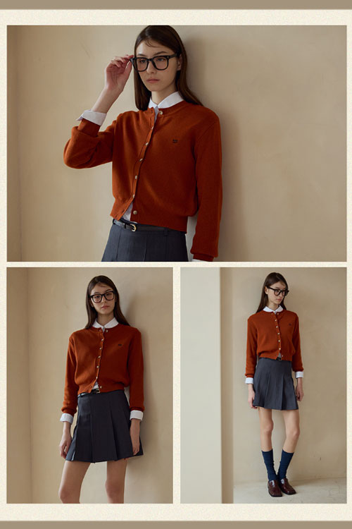 Daily Round Knit Cardigan (Orange)