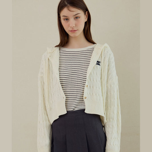 Niche Cable Hood Cardigan [Ivory]