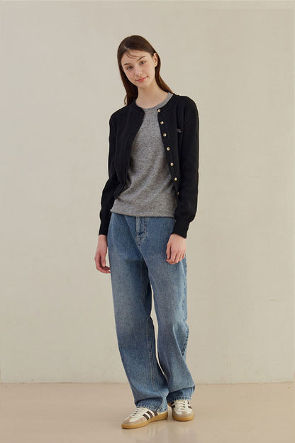 Daily Round Knit Cardigan (Black)