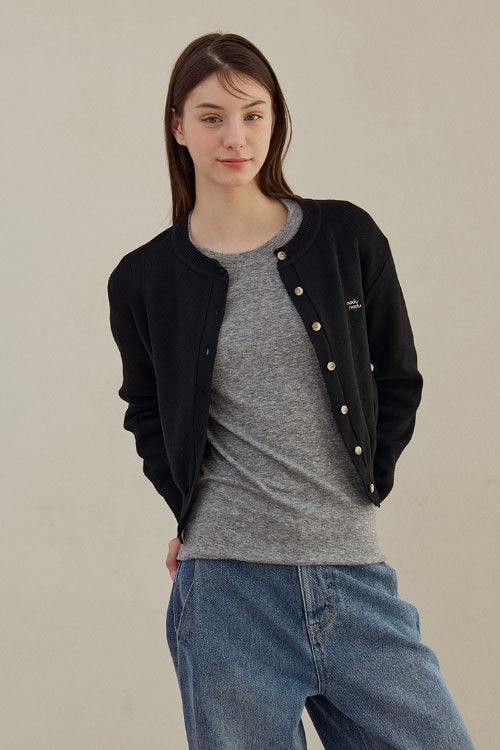 Daily Round Knit Cardigan (Black)