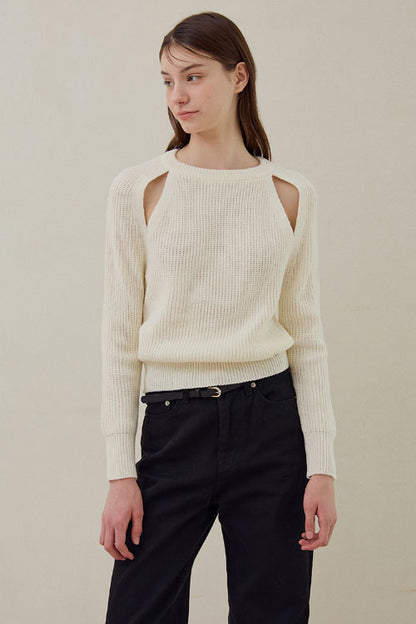 Raglan Slit Hachi Knit [Ivory]