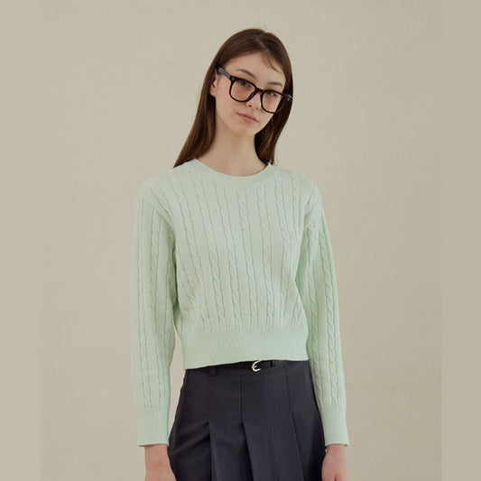 Witty Cable Round Knit (Mint)