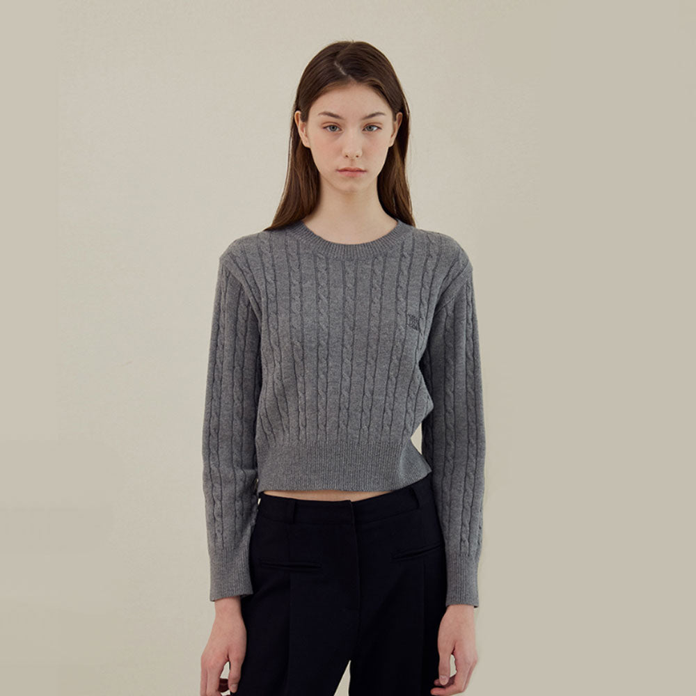 Witty Cable Round Knit (Grey)