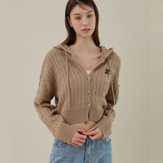 Niche Cable Hood Cardigan [Beige]