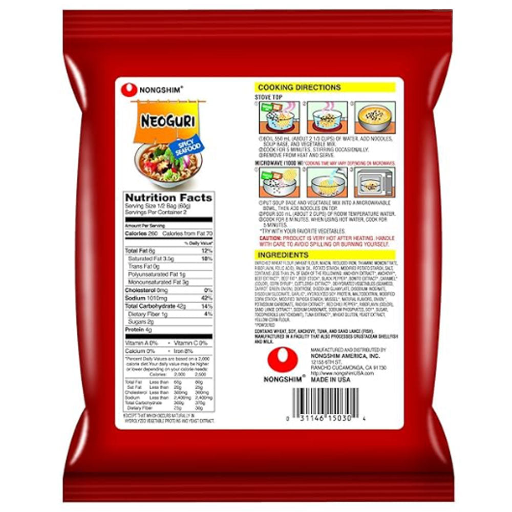 Neoguri Spicy Seafood Ramen Noodle Soup, 10 Pack