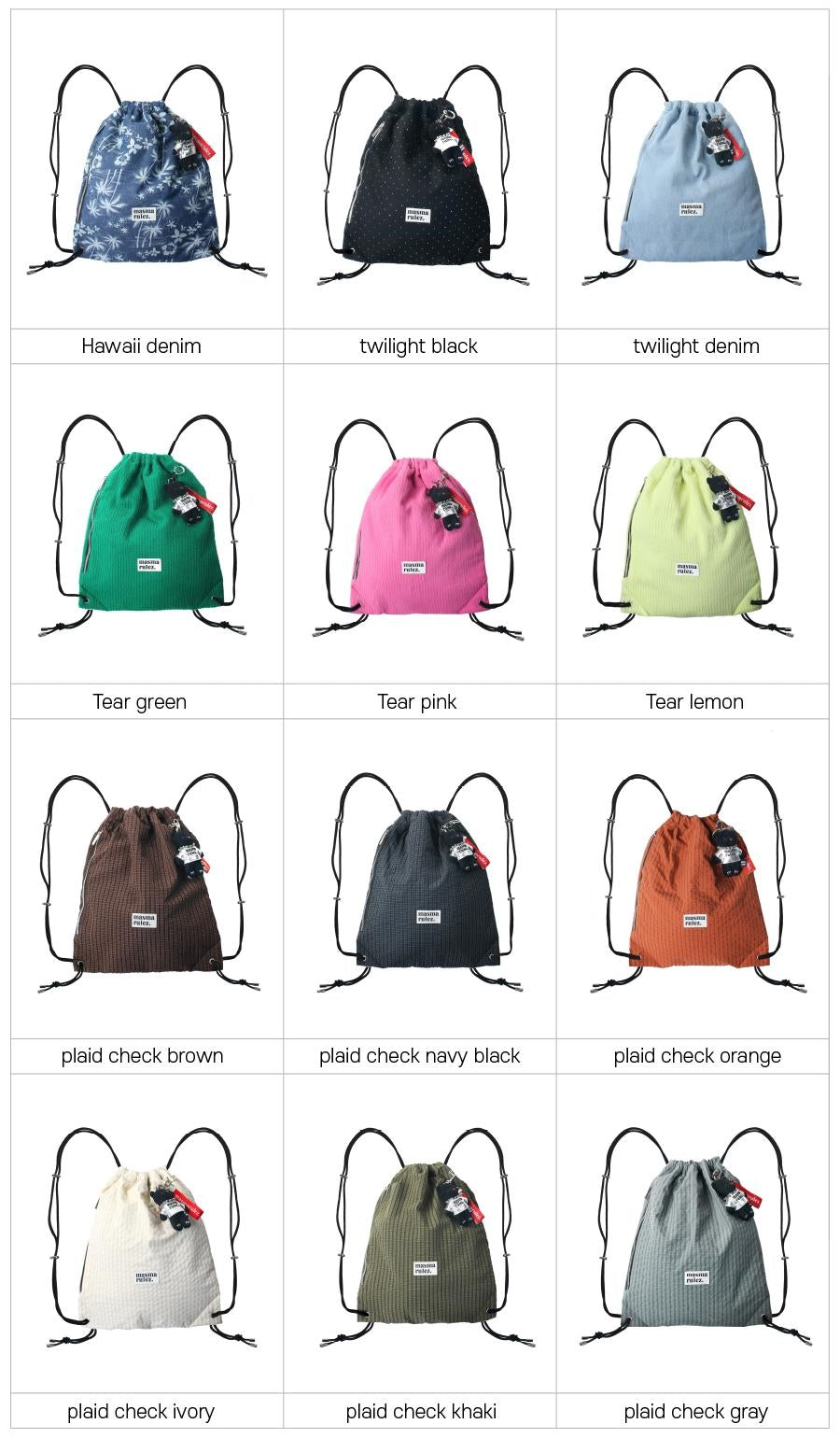 バックパック・リュック masmarulez Gym sack string bag 5BNY778 masmarulez】韓国人気☆ Gym Sack String Bag _ Plaid Check