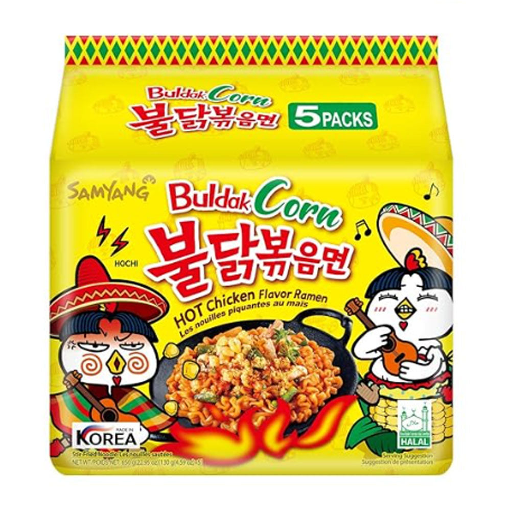 Samyang Hot Chicken Buldak Corn Flavor Ramen Korean Spicy Ramen (Pack of 5)