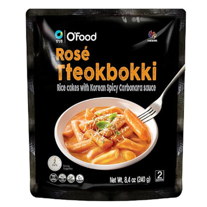 C O'Food Rose Spicy Carbonara Tteokbokki, Gluten-Free Korean Rice Cakes, Authentic Spicy Korean Street Food Snack, Ready to Eat, No MSG, No Corn Syrup, Pack of 1